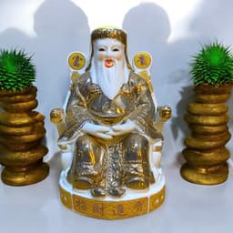 Tượng thần tài sứ kim RỒNG VIỆT, Tượng tài địa sứ kim dát vàng cao cấp cho mệnh Kim và mệnh thổ 6