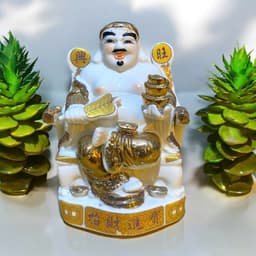Tượng thần tài sứ kim RỒNG VIỆT, Tượng tài địa sứ kim dát vàng cao cấp cho mệnh Kim và mệnh thổ 3
