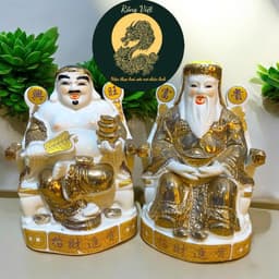 Tượng thần tài sứ kim RỒNG VIỆT, Tượng tài địa sứ kim dát vàng cao cấp cho mệnh Kim và mệnh thổ 5
