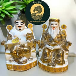 Tượng thần tài sứ kim RỒNG VIỆT, Tượng tài địa sứ kim dát vàng cao cấp cho mệnh Kim và mệnh thổ 1