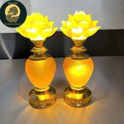 Cặp đèn thờ hoa sen ngọc RỒNG VIỆT - Đèn thờ cao cấp cho ban thần tài, sang trọng và tinh tế. 1