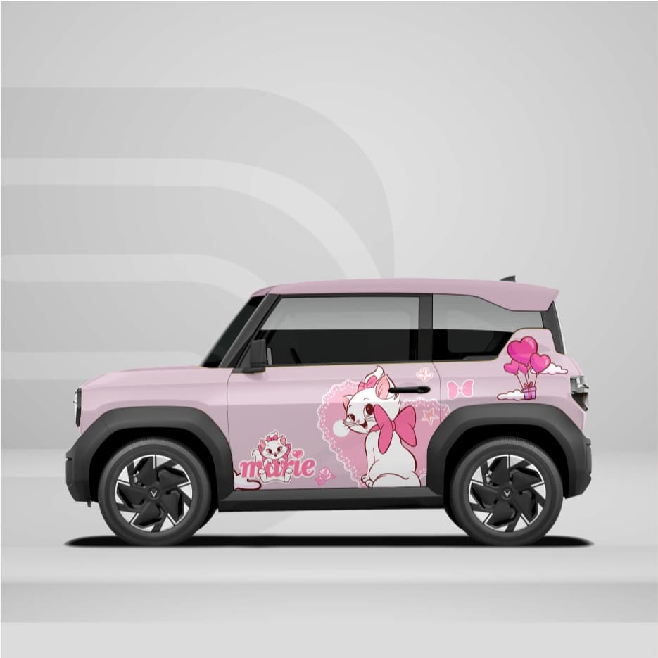 [HỎA TỐC] Sticker Tem Dán Decal Xe VF3 Hình Mèo MarieIn Hình Theo Yêu Cầu IB Shop Temxe.Net
