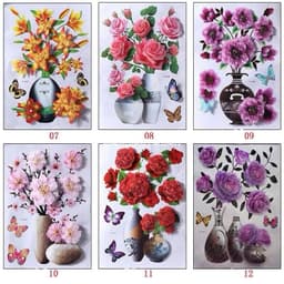 Tranh Hoa Nổi 3D, Tranh Dán Tường Bình Hoa 3D trang trí nhà đón Tết 2024 2