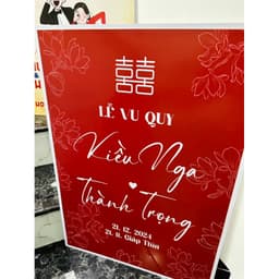 TA 43 - BẢNG TÊN ĐÁM CƯỚI- BẢNG CHÀO KHÁCH- BẢNG WELCOME HOA NỀN ĐỀU TONE ĐỎ TRẮNG 3