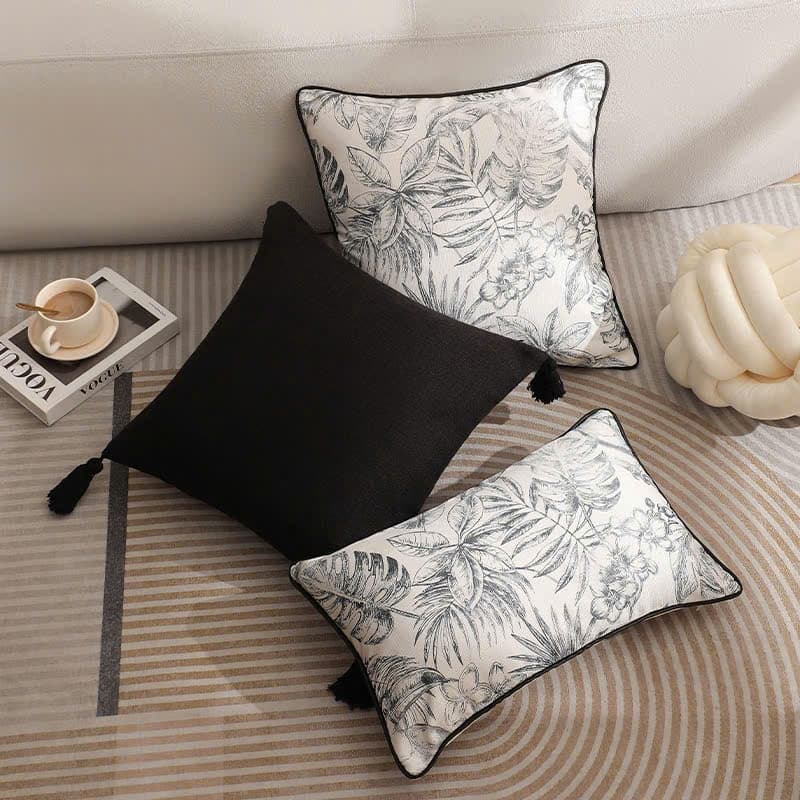 Gối tựa lưng sofa HƯƠNG THẢO ĐEN TRẮNG chất liệu polyester dày dặn phong cách hiện đại