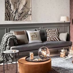 Gối tựa lưng sofa, tựa lưng phòng khách họa tiết WABISABI NÂU trừu tượng chất liệu nhung lông đào 5
