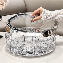Khay đựng mứt tết bánh kẹo đa năng, Hộp đựng ô mai trong suốt chia 6 ngăn Acrylic có nắp kín 1