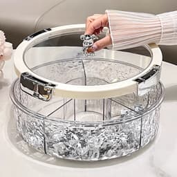 Khay đựng mứt tết bánh kẹo đa năng, Hộp đựng ô mai trong suốt chia 6 ngăn Acrylic có nắp kín 6