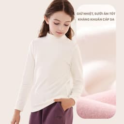 Áo giữ nhiệt Ultra Warm cho bé gái BabyloveGO áo thu đông dài tay cao cổ lọ ấm áp, co giãn tốt 4