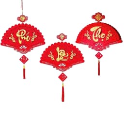 Khánh Quạt Treo Tết (Phúc Lộc Thọ Tết) C.V.T size to 45cm Dây Treo Nhung Đỏ.Decor Trang Trí Tết 2027 2
