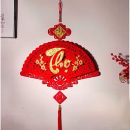 Khánh Quạt Treo Tết (Phúc Lộc Thọ Tết) C.V.T size to 45cm Dây Treo Nhung Đỏ.Decor Trang Trí Tết 2027 4