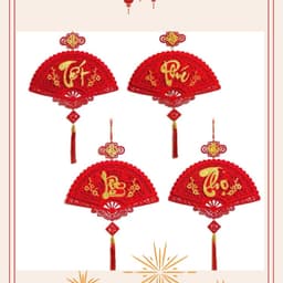 Khánh Quạt Treo Tết (Phúc Lộc Thọ Tết) C.V.T size to 45cm Dây Treo Nhung Đỏ.Decor Trang Trí Tết 2027 1