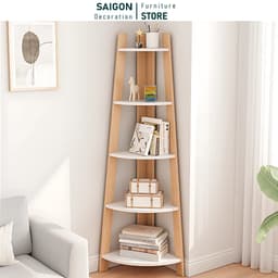 Kệ sách góc tường gỗ 5 tầng đa năng tiết kiệm không gian để đồ trang trí decor SAIGON – SGP115 1
