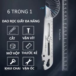 Dao rọc giấy inox, Dụng cụ rọc giấy đa năng 6 trong 1 vặn vít, vặn bu lông, mở nắp hộp, cắt, thước kẻ, khui bia bằng thé 1