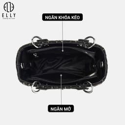 [Tặng hộp 20.10] Túi xách nữ thời trang ELLY EL299 đeo chéo đeo vai xách tay dạ tweed da tổng hợp cao cấp chính hãng 6