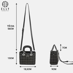 [Tặng hộp 20.10] Túi xách nữ thời trang ELLY EL299 đeo chéo đeo vai xách tay dạ tweed da tổng hợp cao cấp chính hãng 4