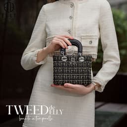 [Tặng hộp 20.10] Túi xách nữ thời trang ELLY EL299 đeo chéo đeo vai xách tay dạ tweed da tổng hợp cao cấp chính hãng 2