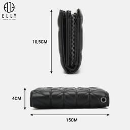 [Tặng hộp 20.10] Ví nữ cao cấp da thật ELLY EV96 ví cầm tay mini đựng thẻ tiền chính hãng 4