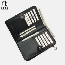 [Tặng hộp 20.10] Ví nữ cao cấp da thật ELLY EV96 ví cầm tay mini đựng thẻ tiền chính hãng 7
