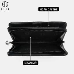 [Tặng hộp 20.10] Ví nữ cao cấp da thật ELLY EV96 ví cầm tay mini đựng thẻ tiền chính hãng 6