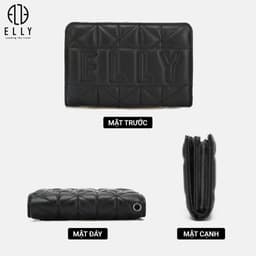 [Tặng hộp 20.10] Ví nữ cao cấp da thật ELLY EV96 ví cầm tay mini đựng thẻ tiền chính hãng 5