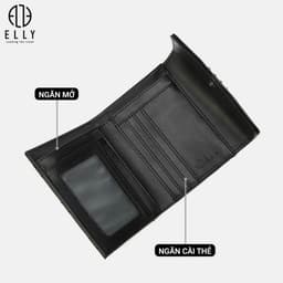 [Tặng hộp 20.10] Ví nữ da thật ELLY EV97 cao cấp nhiều ngăn nhỏ gọn sang trọng chính hãng 6