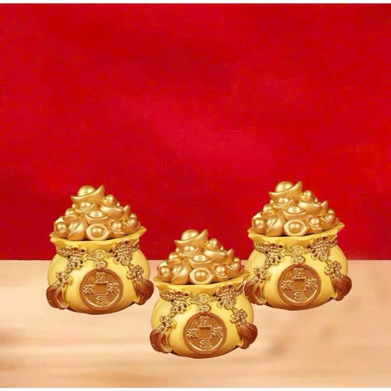 【Hot】Set 3 Hũ Màu Vàng Đựng Muối Gạo Đầu Năm Mới - Trang Trí Bàn Làm Việc Decor Phòng Trang Trí Nhà