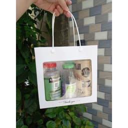 Combo 20 Túi giấy màu trắng mặt kính Mika đựng yến, saffron, hoa khô , quà tặng lễ 20/10, 8/3 3