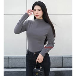 Áo Thun Ôm Body Nữ Giữ Nhiệt Tay Dài JUSTDUN G2 – Cổ Cao 3cm, Chất Nhung Mịn Dày Dặn, Co Giãn 6