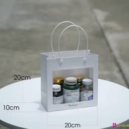 Combo 20 Túi giấy màu trắng mặt kính Mika đựng yến, saffron, hoa khô , quà tặng lễ 20/10, 8/3 2