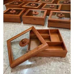 Khay bánh kẹo vuông gỗ Hương, khay gỗ mặt kính(27x10cm),khay đựng mứt Tết, đựng bánh kẹo 2