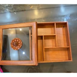Khay bánh kẹo vuông gỗ Hương, khay gỗ mặt kính(27x10cm),khay đựng mứt Tết, đựng bánh kẹo 4