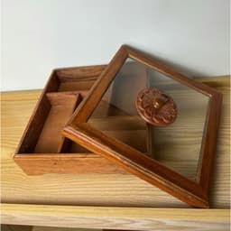 Khay bánh kẹo vuông gỗ Hương, khay gỗ mặt kính(27x10cm),khay đựng mứt Tết, đựng bánh kẹo 6
