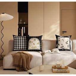 Gối tựa lưng sofa, trang trí phòng khách hoạ tiết RETRO PHÁP chất liệu nhung lông đào đẹp & hiện đại 3