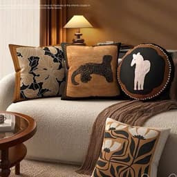 Gối tựa sofa, trang trí phòng khách hoạ tiết TRUNG CỔ CHÂU ÂU chất liệu nhung lông đào ấn tượng 2
