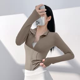 Áo khoác thể thao nữ dài tay kéo khoá tay xỏ nhiều màu QC cao cấp dáng vừa (có sẵn) 2
