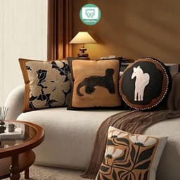 Gối tựa sofa, trang trí phòng khách hoạ tiết TRUNG CỔ CHÂU ÂU chất liệu nhung lông đào ấn tượng 1
