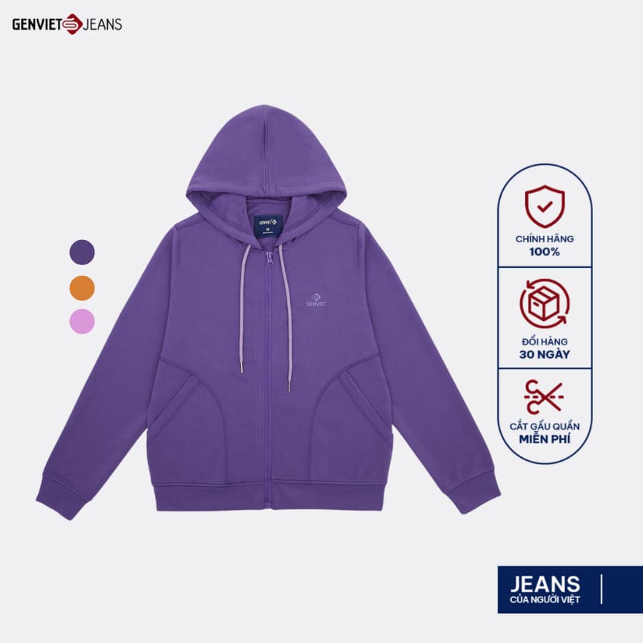 [ẨN] Áo Khoác Nữ GENVIET JEANS Vải Nỉ Dày Dặn, Áo Khoác Nỉ Nữ 2 Lớp Phối Màu Basic Phong Cách Cơ Bả 8446