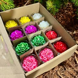 Hộp 12 Ly Nến Hoa Đào T01, Nến Bơ Dâng Phật Cúng Mụ Cúng Dường An Toàn Không Khói 1