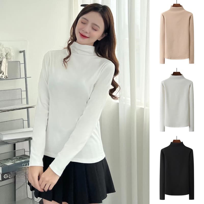 Áo Thun Giữ Nhiệt COTTON ZIP Lông Thỏ 2 Mặt Dài Tay, Áo Cổ 3 Phân Giữ Ấm Chất Vải Dày Dặn m665