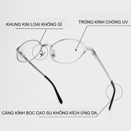 Gọng kính cận thời trang nam nữ ANDU dáng tròn dẹp phong cách 2YK chống tia UV - 20436 2