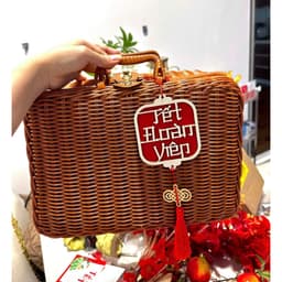 Vali giả mây, vali đựng đồ retro, hộp đựng quà tặng, hộp mây, hộp mây cưới, hộp quà giáng sinh 1