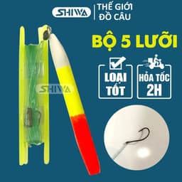 Bộ 5 Phao Mút Câu Cá Rô, Cá Trê - Thẻo Phao Chì, Lưỡi Câu Tự  1