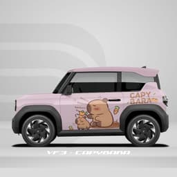 Tem dán xe VF3 - Decal dán xe - Sticker hình Capybara cho xe đẹp mắt 6