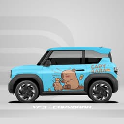 Tem dán xe VF3 - Decal dán xe - Sticker hình Capybara cho xe đẹp mắt 4