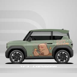 Tem dán xe VF3 - Decal dán xe - Sticker hình Capybara cho xe đẹp mắt 3
