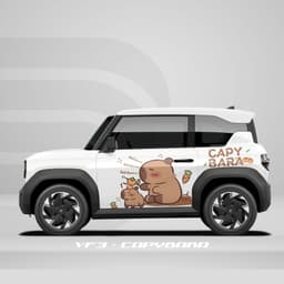 Tem dán xe VF3 - Decal dán xe - Sticker hình Capybara cho xe đẹp mắt 8