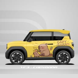 Tem dán xe VF3 - Decal dán xe - Sticker hình Capybara cho xe đẹp mắt 7