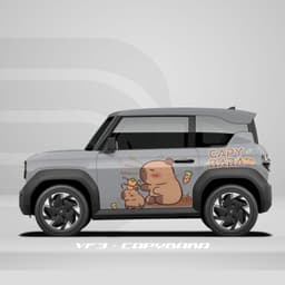 Tem dán xe VF3 - Decal dán xe - Sticker hình Capybara cho xe đẹp mắt 2