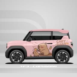 Tem dán xe VF3 - Decal dán xe - Sticker hình Capybara cho xe đẹp mắt 5
